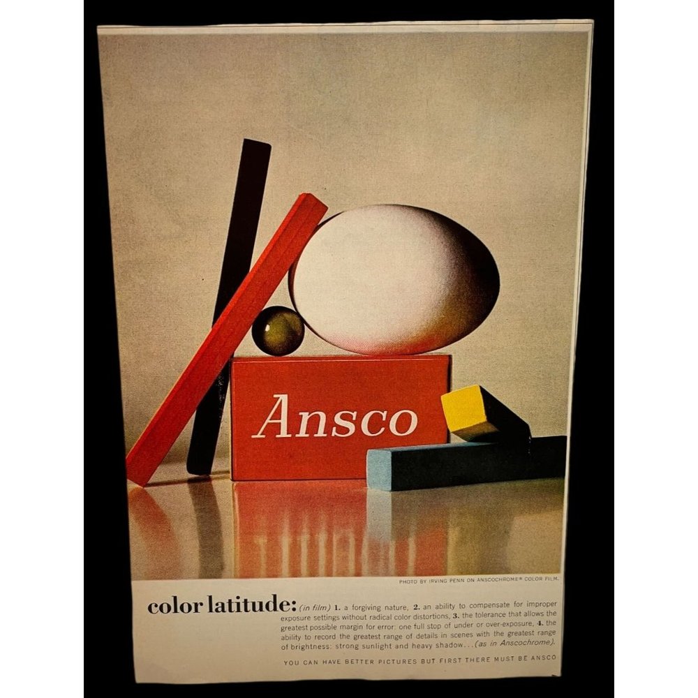 Ansco Vintage Print Ad Anscochrome Color Film Irving Penn Photo Still Life 1961